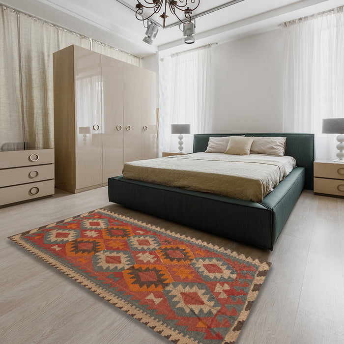 Machine Washable Contemporary Mahogany Brown Rug in a Bedroom, wshcon2216