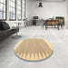 Round Contemporary Sand Brown Solid Rug in a Office, con2218