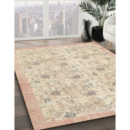 Contemporary Vanilla Gold Modern Rug in Family Room, con2223