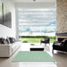 Square Contemporary Light Green Modern Rug in a Living Room, con222