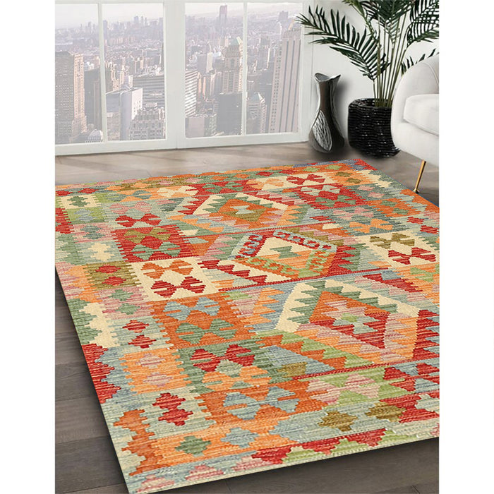 Machine Washable Contemporary Orange Rug in a Family Room, wshcon2231