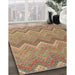 Contemporary Sienna Brown Southwestern Rug in Family Room, con2236