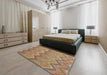 Contemporary Sienna Brown Southwestern Rug in a Bedroom, con2236