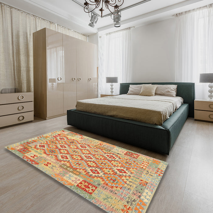 Machine Washable Contemporary Orange Rug in a Bedroom, wshcon2237