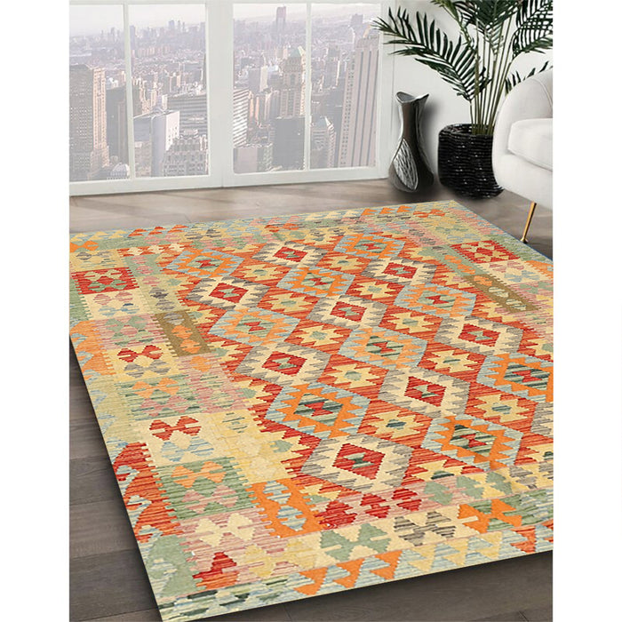 Machine Washable Contemporary Orange Rug in a Family Room, wshcon2237