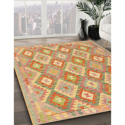 Machine Washable Contemporary Orange Rug in a Family Room, wshcon2239