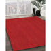 Contemporary Red Modern Rug in Family Room, con223