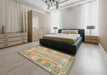 Machine Washable Contemporary Dark Almond Brown Rug in a Bedroom, wshcon2242