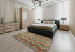 Contemporary Sienna Brown Southwestern Rug in a Bedroom, con2244