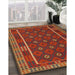 Contemporary Sienna Brown Oriental Rug in Family Room, con2245