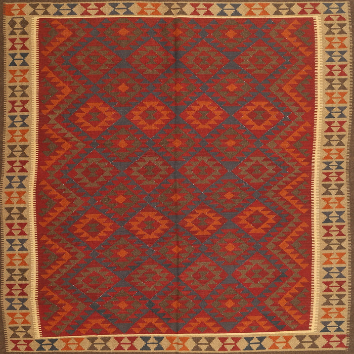 Square Contemporary Neon Red Oriental Rug, con2248
