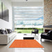 Square Contemporary Orange Red Modern Rug in a Living Room, con224