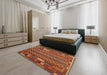 Machine Washable Contemporary Red Rug in a Bedroom, wshcon2250