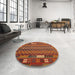 Round Machine Washable Contemporary Red Rug in a Office, wshcon2250