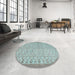 Round Machine Washable Contemporary Light Slate Gray Rug in a Office, wshcon2257