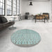 Round Contemporary Light Slate Gray Persian Rug in a Office, con2257