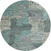 Sideview of Contemporary Grayish Turquoise Green Persian Rug, con2258