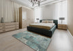 Machine Washable Contemporary Grayish Turquoise Green Rug in a Bedroom, wshcon2258