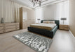 Contemporary Dark Gray Modern Rug in a Bedroom, con2259