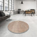 Round Contemporary Dark Almond Brown Modern Rug in a Office, con2260