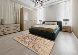 Contemporary Orange Brown Modern Rug in a Bedroom, con2263