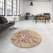 Round Machine Washable Contemporary Orange Brown Rug in a Office, wshcon2263