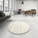 Round Contemporary Gray Solid Rug in a Office, con2266