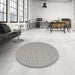 Round Machine Washable Contemporary Gunmetal Gray Rug in a Office, wshcon2268