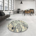 Round Machine Washable Contemporary Sage Green Rug in a Office, wshcon2273