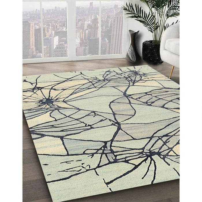 Machine Washable Contemporary Sage Green Rug in a Family Room, wshcon2273