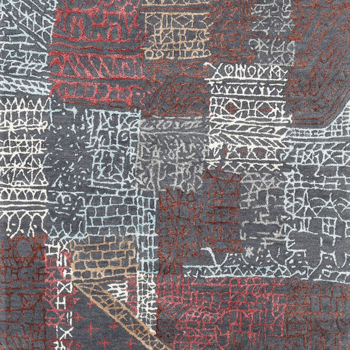 Contemporary Rosy Purple Patchwork Rug, con2276