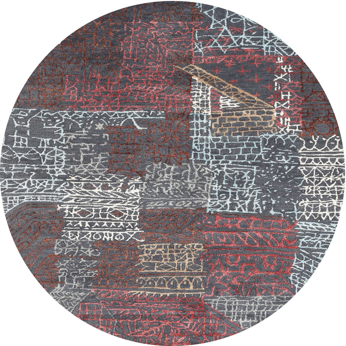 Sideview of Contemporary Rosy Purple Patchwork Rug, con2276