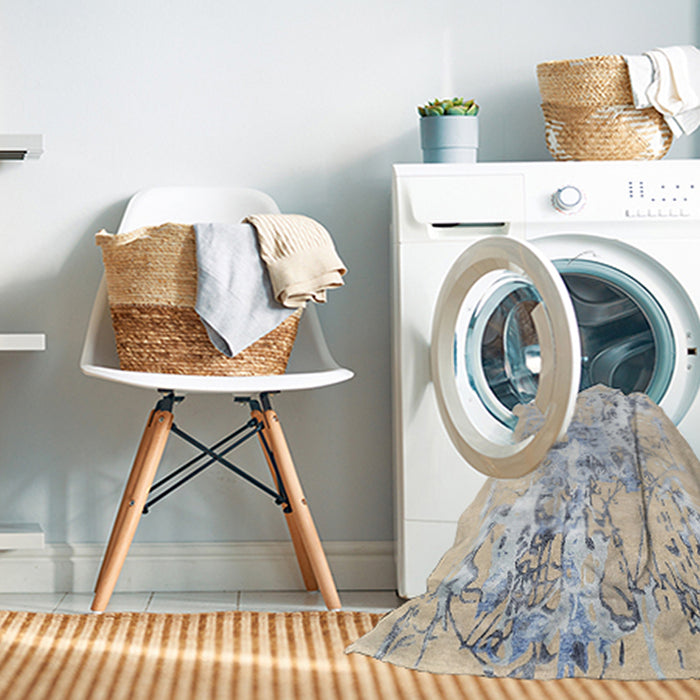 Machine Washable Contemporary Sage Green Rug in a Washing Machine, wshcon2278