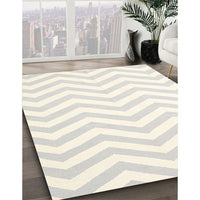 Contemporary Dark White Beige Solid Rug, con2280