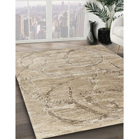 Contemporary Dark Almond Brown Modern Rug, con2281