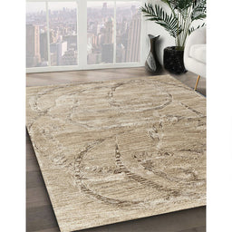 Contemporary Dark Almond Brown Modern Rug in Family Room, con2281