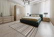 Contemporary Desert Sand Beige Modern Rug in a Bedroom, con2282