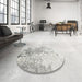 Round Machine Washable Contemporary Dark Gray Rug in a Office, wshcon2284