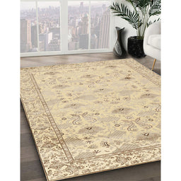 Contemporary Brown Gold Modern Rug in Family Room, con2286