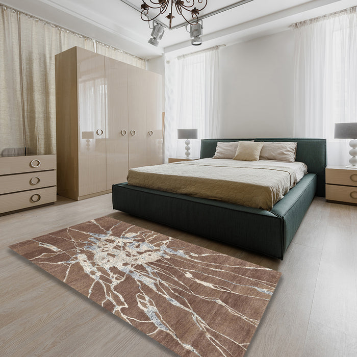 Machine Washable Contemporary Sienna Brown Rug in a Bedroom, wshcon2287