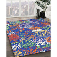 Contemporary Dark Gray Patchwork Rug, con2289