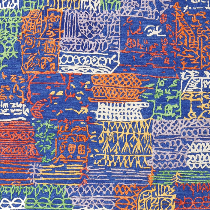 Contemporary Dark Gray Patchwork Rug, con2289