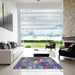 Square Machine Washable Contemporary Dark Gray Rug in a Living Room, wshcon2289