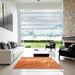 Square Machine Washable Contemporary Orange Rug in a Living Room, wshcon2292