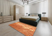 Contemporary Orange Modern Rug in a Bedroom, con2292