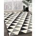 Contemporary Carbon Gray Modern Rug in Family Room, con2294