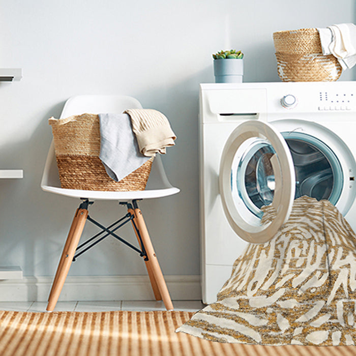 Machine Washable Contemporary Blanched Almond Beige Rug in a Washing Machine, wshcon2295