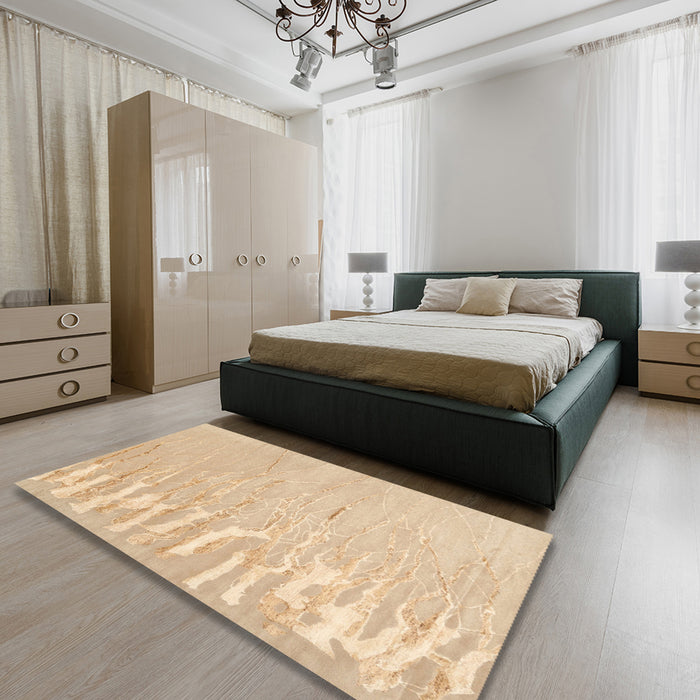 Contemporary Sandy Brown Modern Rug in a Bedroom, con2296