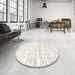 Round Machine Washable Contemporary Soft Ivory Beige Rug in a Office, wshcon2297