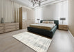 Machine Washable Contemporary Soft Ivory Beige Rug in a Bedroom, wshcon2298